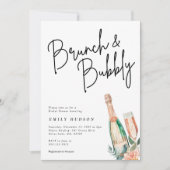 Brunch en Bubble Elegante Bridal Shower Uitnodigin Kaart (Voorkant)