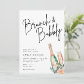 Brunch en Bubble Elegante Bridal Shower Uitnodigin Kaart (Staand voorkant)
