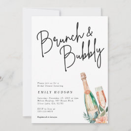 Brunch en Bubble Elegante Bridal Shower Uitnodigin Kaart