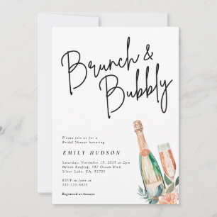 Brunch en Bubble Elegante Bridal Shower Uitnodigin Kaart