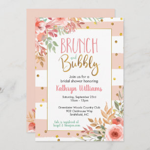 Brunch en Bubble Floral Bridal Shower Kaart