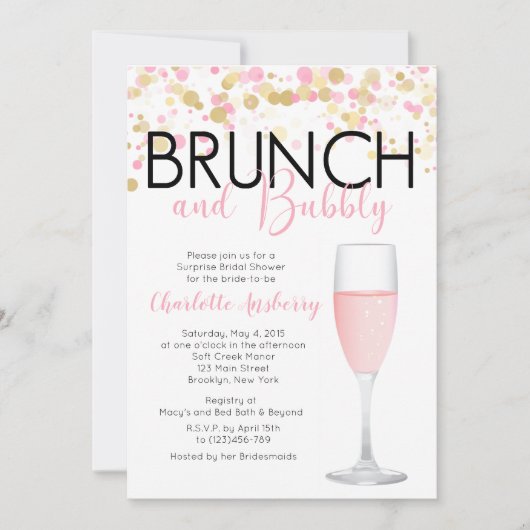 Brunch en Bubble Floral Bridal Shower Kaart (Voorkant)