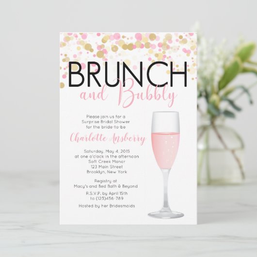 Brunch en Bubble Floral Bridal Shower Kaart (Staand voorkant)