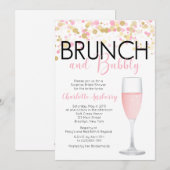 Brunch en Bubble Floral Bridal Shower Kaart (Voorkant / Achterkant)