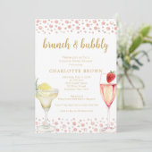 Brunch en Bubble Floral Bridal Shower Kaart (Staand voorkant)