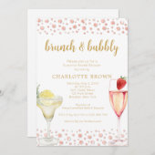 Brunch en Bubble Floral Bridal Shower Kaart (Voorkant / Achterkant)