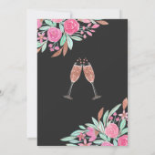 Brunch en Bubble Floral Glitter Vrijgezellenfeest Kaart (Achterkant)