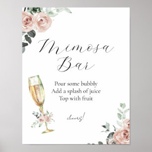 Brunch en Bubble Floral Mimosa Bar Poster