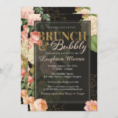 Brunch en Bubble  Glitter Floral Shower Kaart (Voorkant / Achterkant)