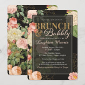 Brunch en Bubble  Glitter Floral Shower Kaart (Voorkant / Achterkant)