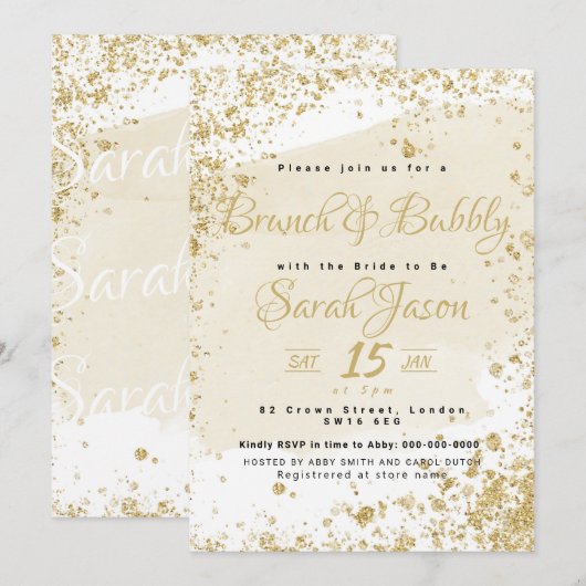 Brunch en Bubble glitter gold Kaart (Voorkant / Achterkant)