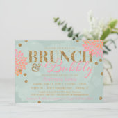 Brunch en Bubble Glitter Waterverf Shower Invite Kaart (Staand voorkant)