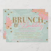 Brunch en Bubble Glitter Waterverf Shower Invite Kaart (Voorkant / Achterkant)