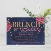 Brunch en Bubble Glitter Waterverf Shower Invite Kaart (Staand voorkant)