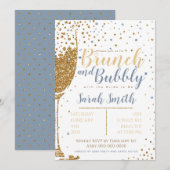 Brunch en Bubble Gold glitter_dusty blue Kaart (Voorkant / Achterkant)