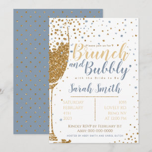 Brunch en Bubble Gold glitter_dusty blue Kaart
