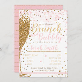 Brunch en Bubble gold glitter striped backgr. Kaart