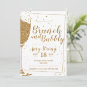 Brunch en Bubble goudglitter met gestreept rug Kaart (Staand voorkant)