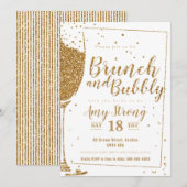 Brunch en Bubble goudglitter met gestreept rug Kaart (Voorkant / Achterkant)