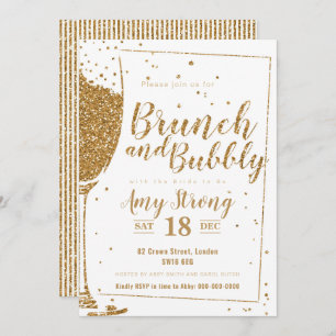 Brunch en Bubble goudglitter met gestreept rug Kaart