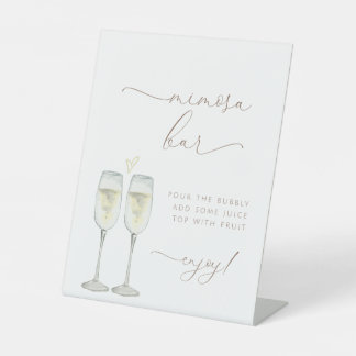 Brunch en Bubble Mimosa Bar Sign Reclamebord Met Voetstuk