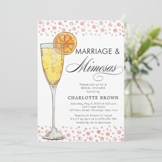 Brunch en Bubble Mimosa Bridal Shower Invitation Kaart (Staand voorkant)