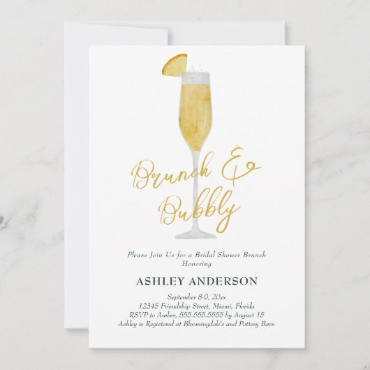 Brunch en Bubble Mimosa Cocktail Vrijgezellenfeest Kaart (Voorkant)