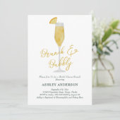 Brunch en Bubble Mimosa Cocktail Vrijgezellenfeest Kaart (Staand voorkant)