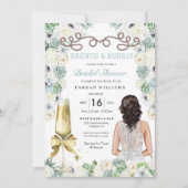 Brunch en Bubble Mint Green Cacti Vrijgezellenfees Kaart (Voorkant)