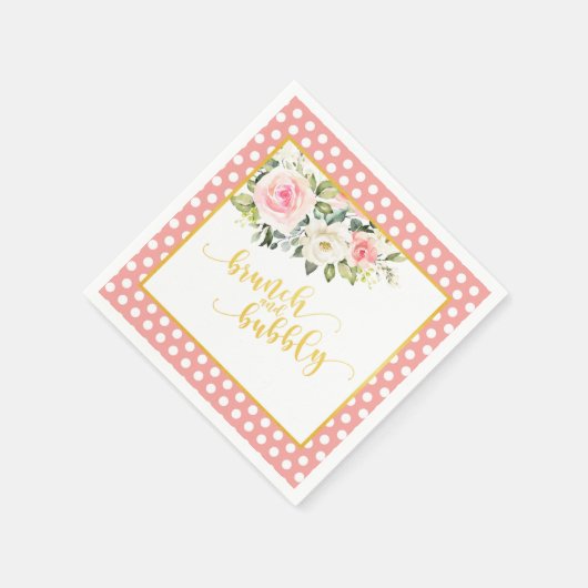 Brunch en Bubble Napkin - Gold Txt roze Stippen Servet (Hoek)