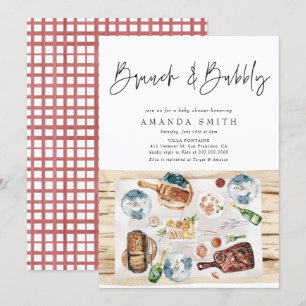 Brunch en Bubble Picnic BBQ Red Pset Baby shower Kaart