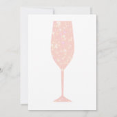Brunch en Bubble Pink Glitter Champagne Glass Kaart (Achterkant)