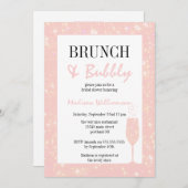 Brunch en Bubble Pink Glitter Champagne Glass Kaart (Voorkant / Achterkant)
