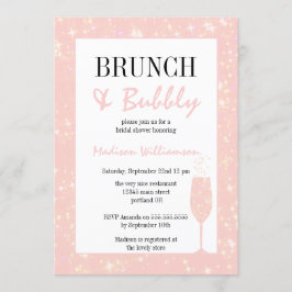 Brunch en Bubble Pink Glitter Champagne Glass Kaart