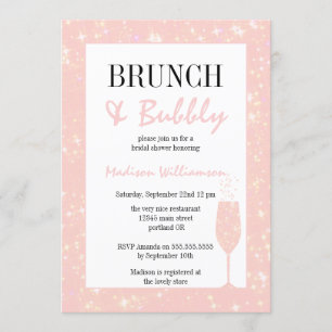 Brunch en Bubble Pink Glitter Champagne Glass Kaart