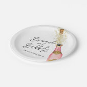 Brunch en Bubble Roze en Gold Vrijgezellenfeest Papieren Bordje (Gekanteld)