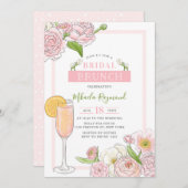 Brunch en Bubble | Roze Floral Bridal Brunch Kaart (Voorkant / Achterkant)