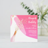 Brunch en Bubble Roze Vrijgezellenfeest Kaart (Staand voorkant)