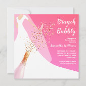 Brunch en Bubble Roze Vrijgezellenfeest Kaart (Voorkant)