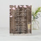 Brunch en Bubble Rustic Floral Vrijgezellenfeest Kaart (Staand voorkant)