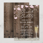 Brunch en Bubble Rustic Floral Vrijgezellenfeest Kaart (Voorkant / Achterkant)