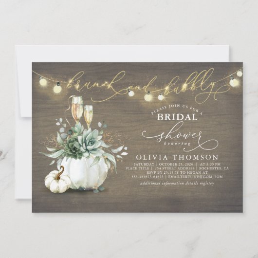 Brunch en Bubble Succulents Pumpkin Vrijgezellenfe Kaart (Voorkant)