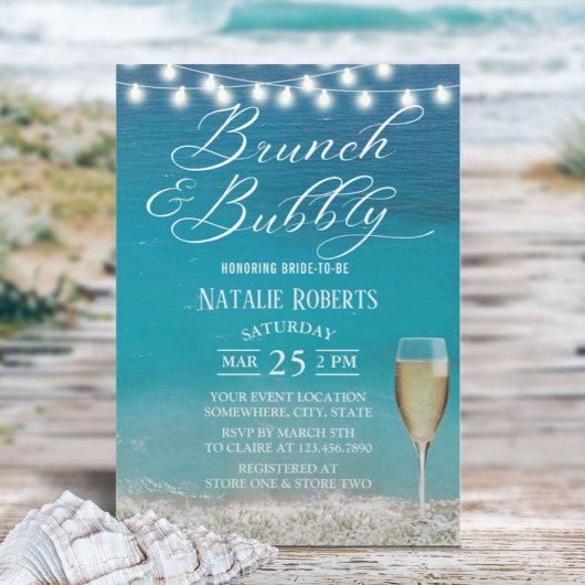 Brunch en Bubble Summer Beach Vrijgezellenfeest Kaart