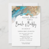 Brunch en Bubble Turquoise en Gold Marbling Ink Kaart (Voorkant)