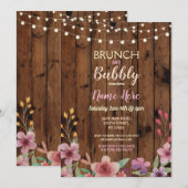 Brunch en Bubble  Vloer Vrijgezellenfeest Hout Kaart (Voorkant / Achterkant)