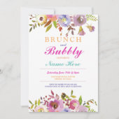 Brunch en Bubble Vrijgezellenfeest Bloemen Uitnodi Kaart (Voorkant)