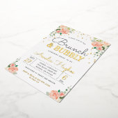 Brunch en Bubble Vrijgezellenfeest Blush Peony Gol Folie Uitnodiging (Gedraaid)