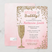 Brunch en Bubble Vrijgezellenfeest Glitter Invitat Kaart (Voorkant / Achterkant)