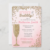 Brunch en Bubble Vrijgezellenfeest Glitter Invitat Kaart (Voorkant)