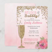 Brunch en Bubble Vrijgezellenfeest Glitter Invitat Kaart (Voorkant / Achterkant)
